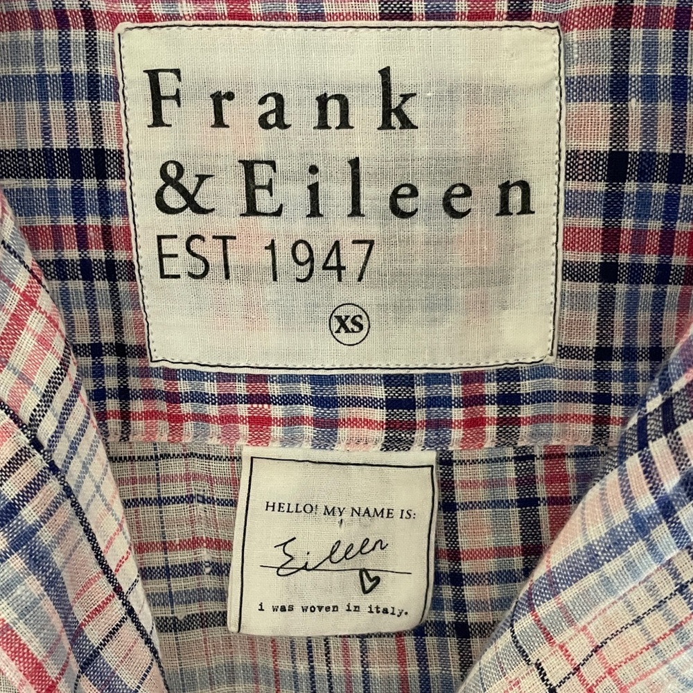 Frank & Eileen Plaid Linen Blouse Top Shirt Size XS Long Sleeve Button Front - Picture 10 of 13